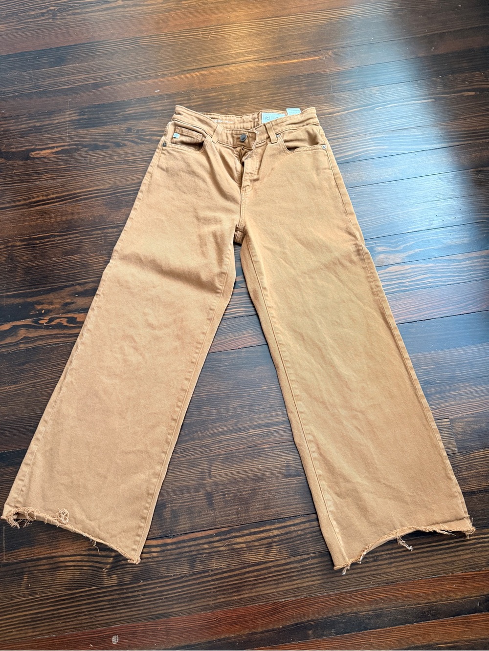 Ag Adriano Goldschmied Wide-Leg High-Rise Jeans in Camel Brown